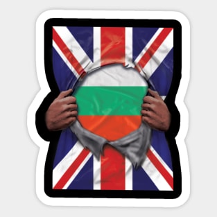 Bulgaria Flag Great Britain Flag Ripped - Gift for Bulgarian From Bulgaria Sticker